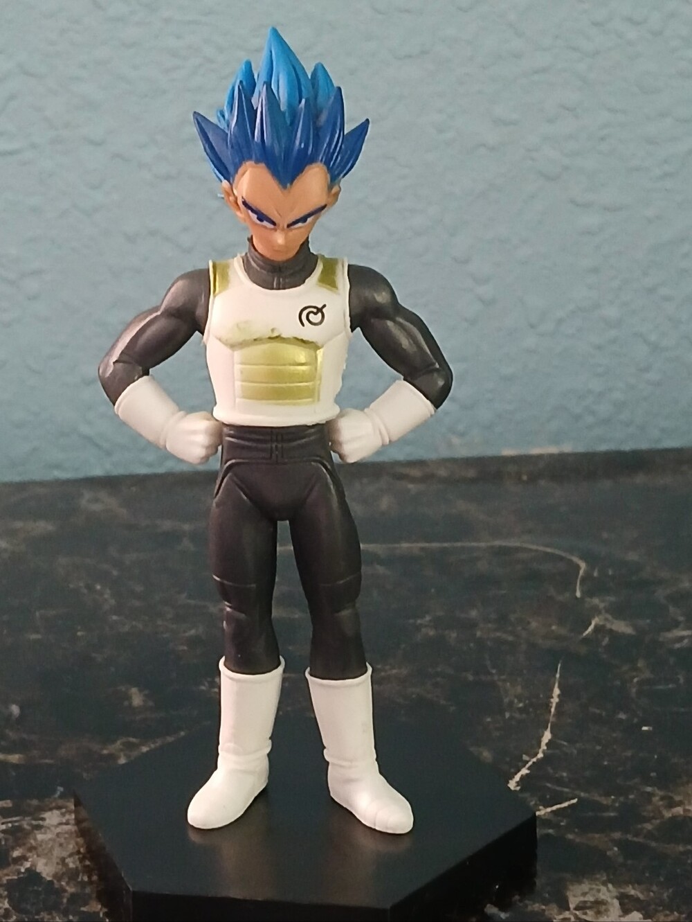 Blue-Haired Vegeta Action Figure - White & Black Armor
